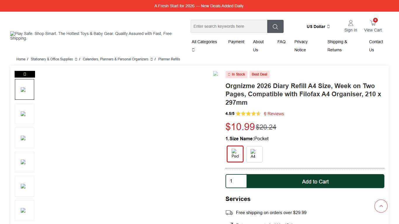 Orgnizme 2026 Diary Refill A4 Size, Week on Two Pages, Compatible with Filofax A4 Organiser, 210 x 297mm